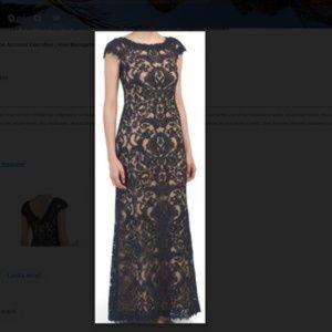 Tadashi Navy Lace Illusion Gown Size 8